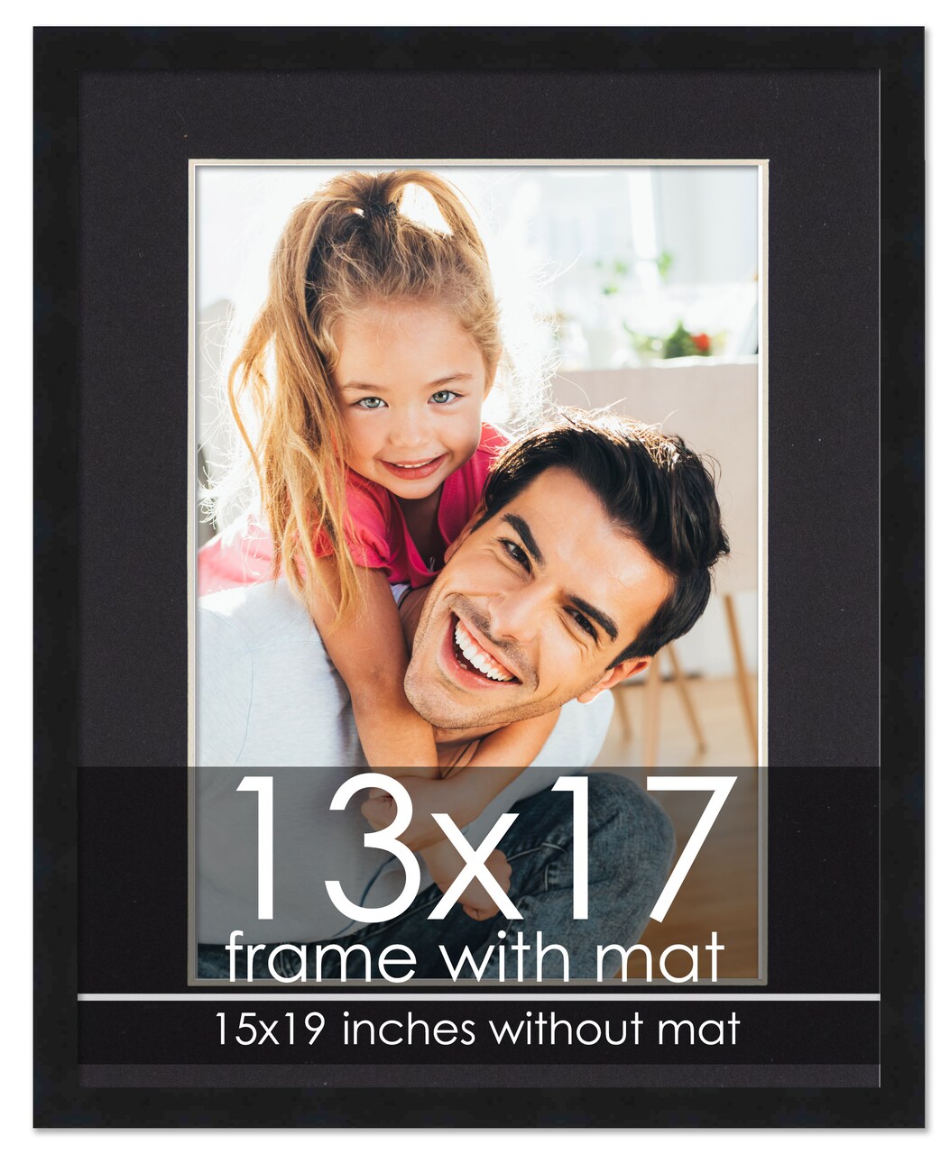 13x17 Frame with Mat - Black 15x19 Frame Wood Made to Display Print or Poster Measuring 13 x 17 Inches with Black Photo Mat